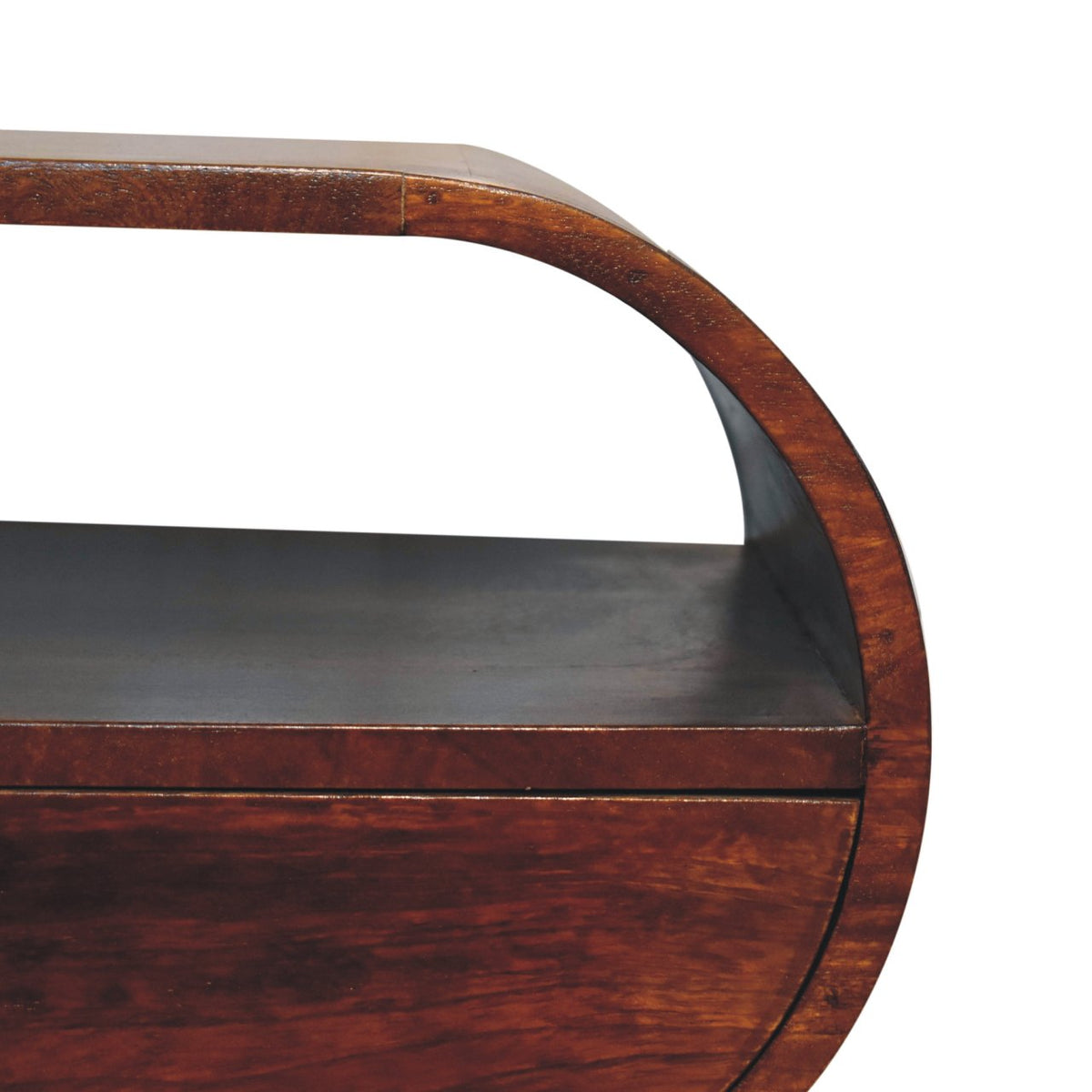 Large Chestnut Round Bedside Table - View 6