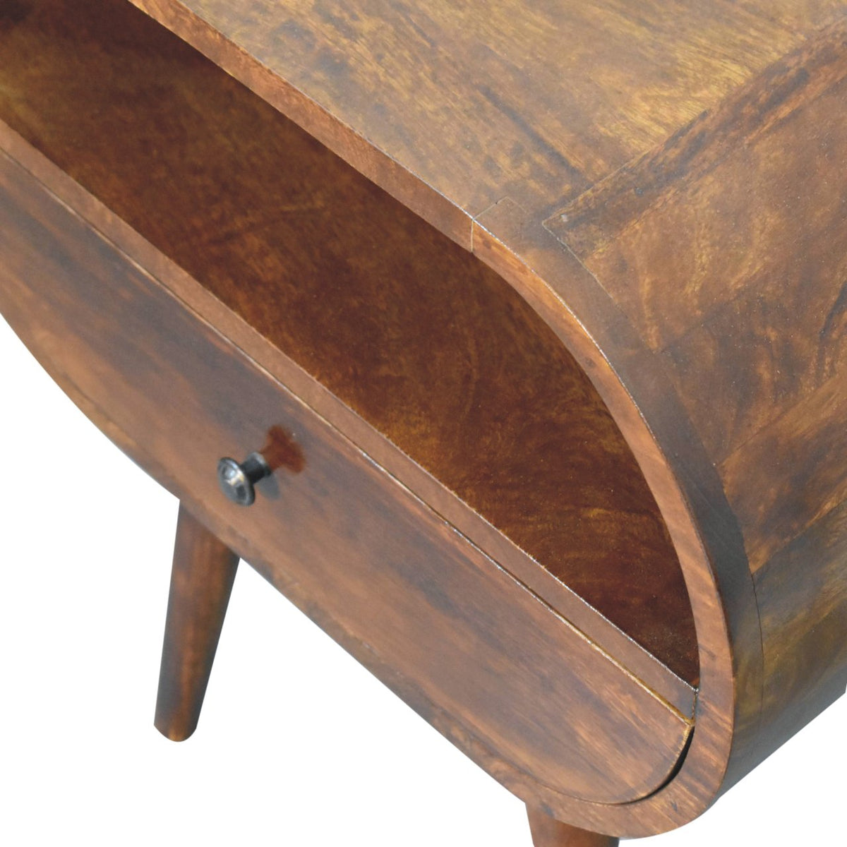 Large Chestnut Round Bedside Table - View 7