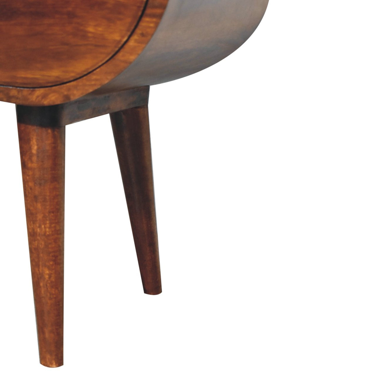 Large Chestnut Round Bedside Table - View 9