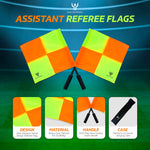 Soccer Referee Flag Pro Set Assistant Linesman Yellow Orange Checkered Flags