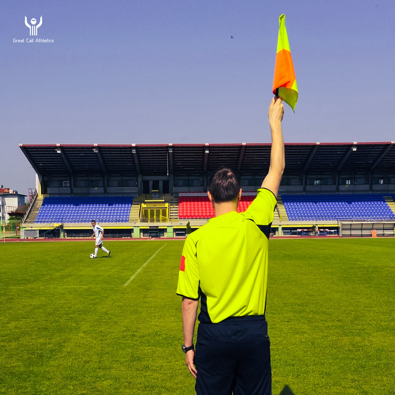 Soccer Referee Flag Pro Set Assistant Linesman Yellow Orange Checkered Flags
