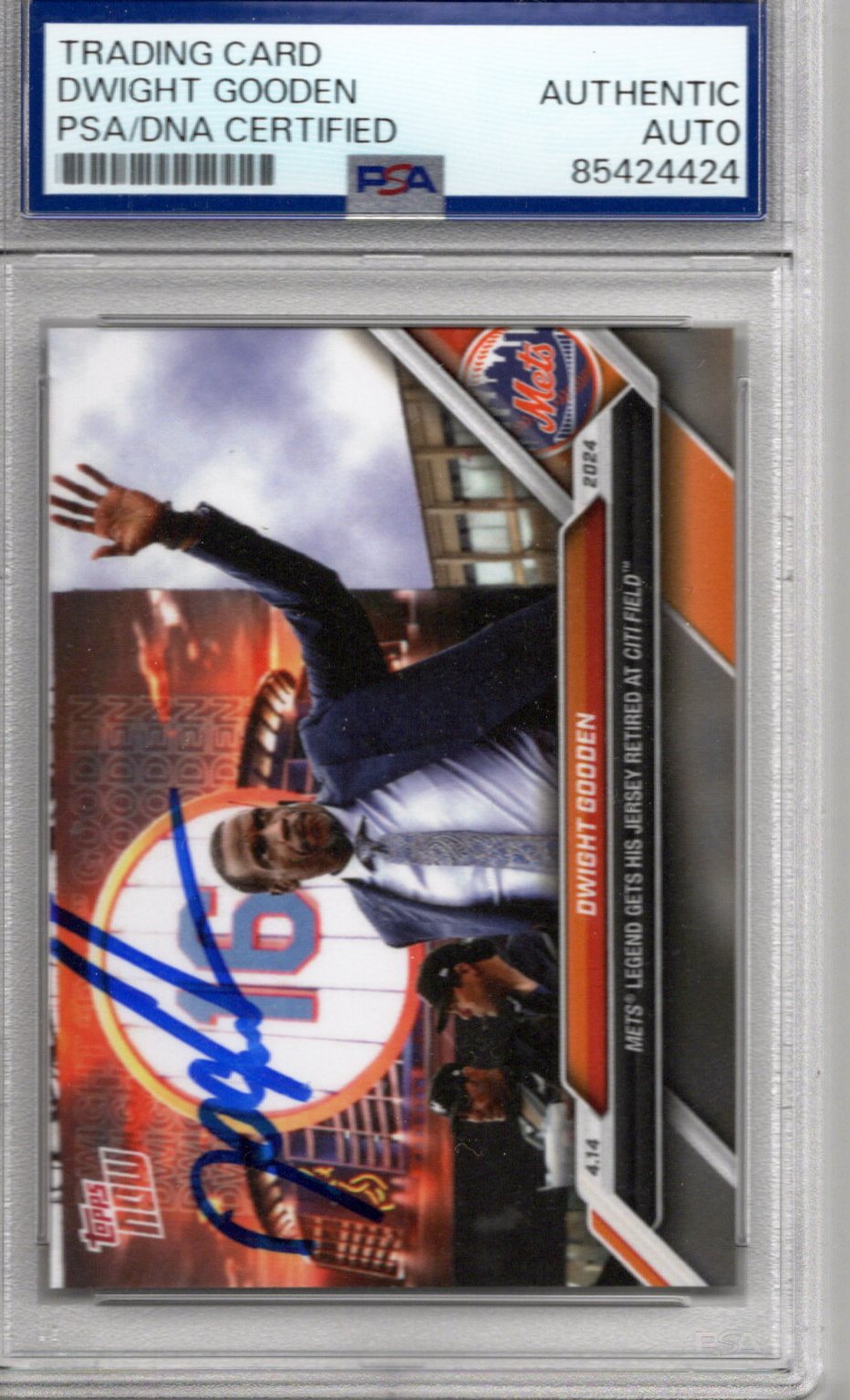 Dwight Doc Gooden Autographed New York Mets 2024 Topps NOW Jersey Retired Card PSA 85424424