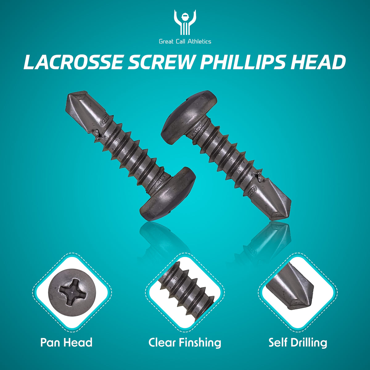 Tornillos de lacrosse | Paquete de 30 cabezales Philips autorroscantes de acero inoxidable que se adaptan a todos los cabezales Lax