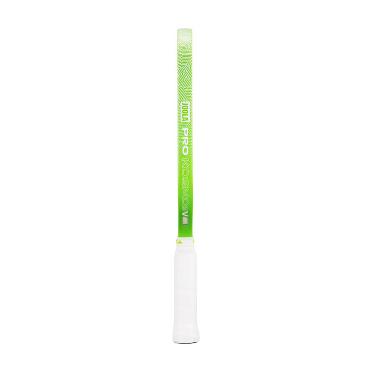 Green and white golf club grip on a white background
