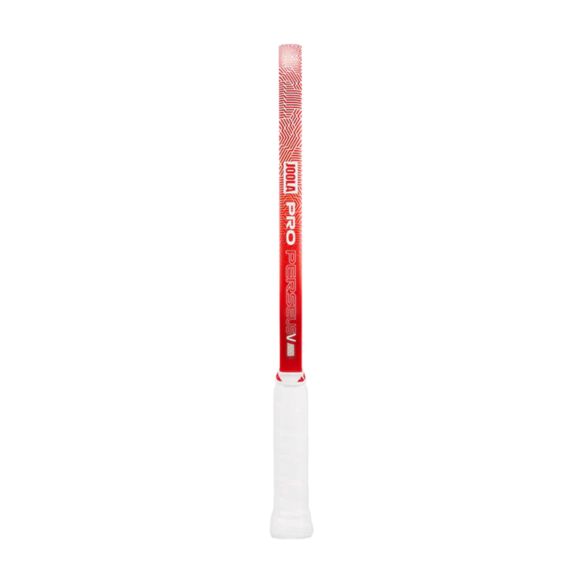 White golf club shaft with red pattern on a white background