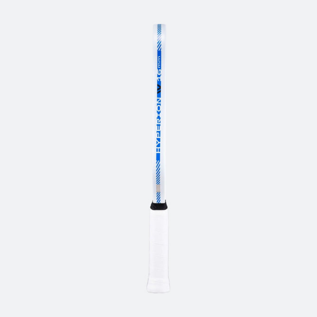 Blue and white ski pole on a white background