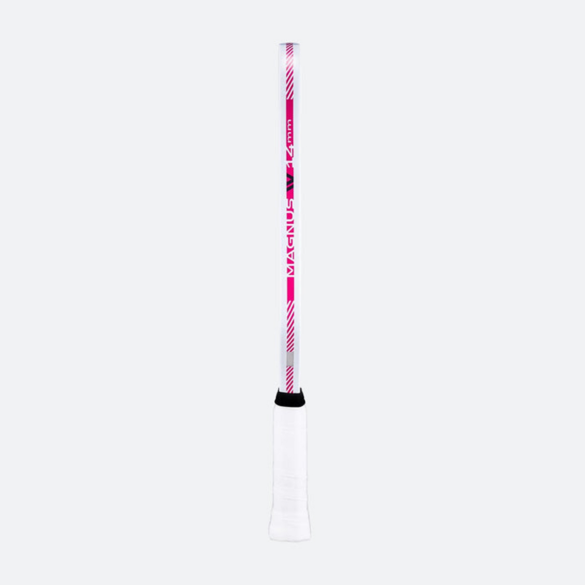 Ski pole with pink and black design on a white background