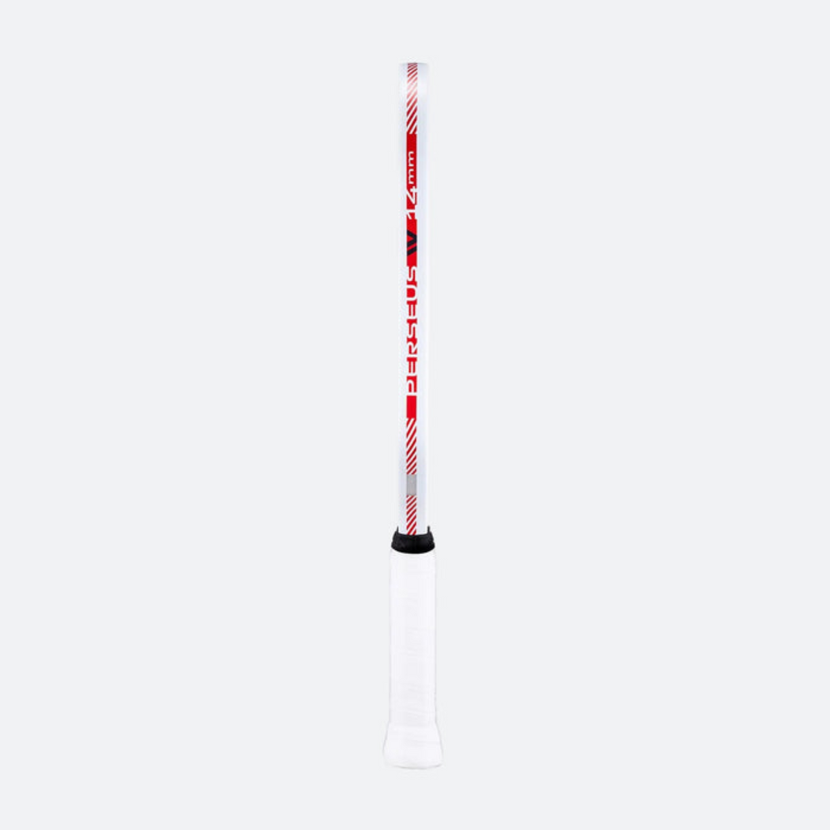 Red and white lacrosse pole on a white background