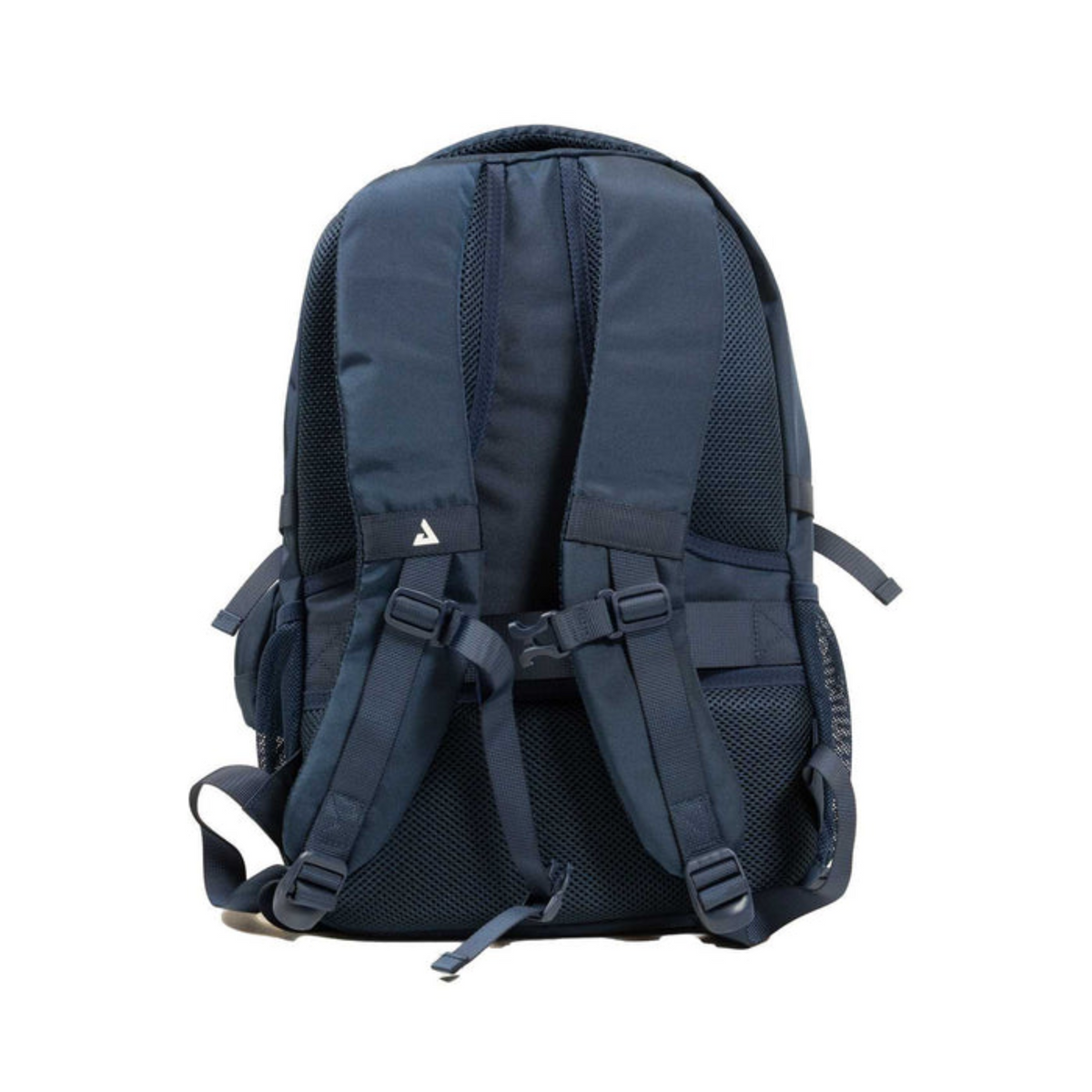 Navy blue backpack on a white background