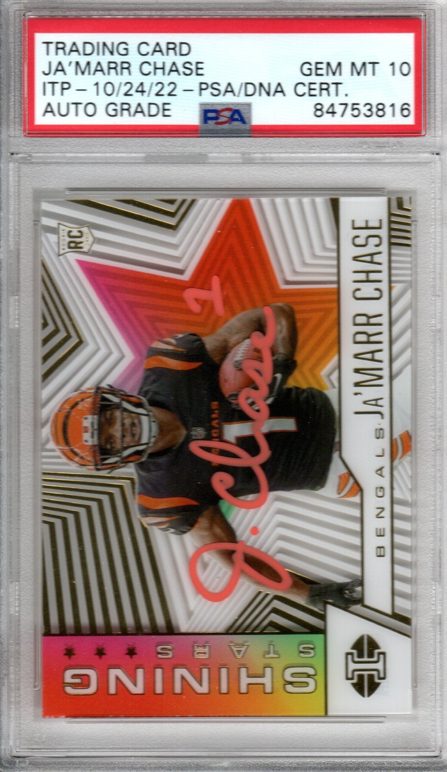 Ja'Marr Chase Cincinnati Bengals Autographed Encapsulated 2021 Panini Illusions NO. SS-17 Rookie Card PSA ITP GEM MT. 10