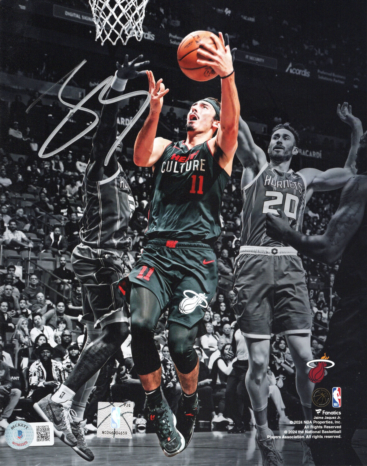 Jaime Jaquez Jr. Autographed Miami Heat 8x10 Photo Beckett Witnessed