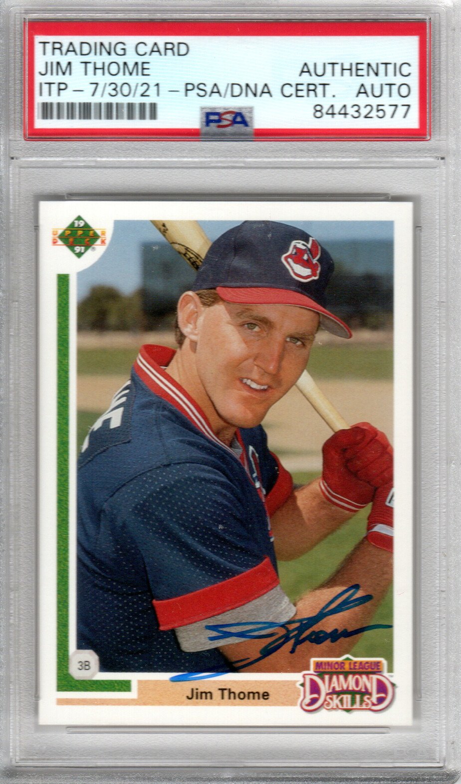 Jim Thome Autographed Cleveland Indians Encapsulated 1991 Upper Deck Rookie Card PSA Authentic AUTO