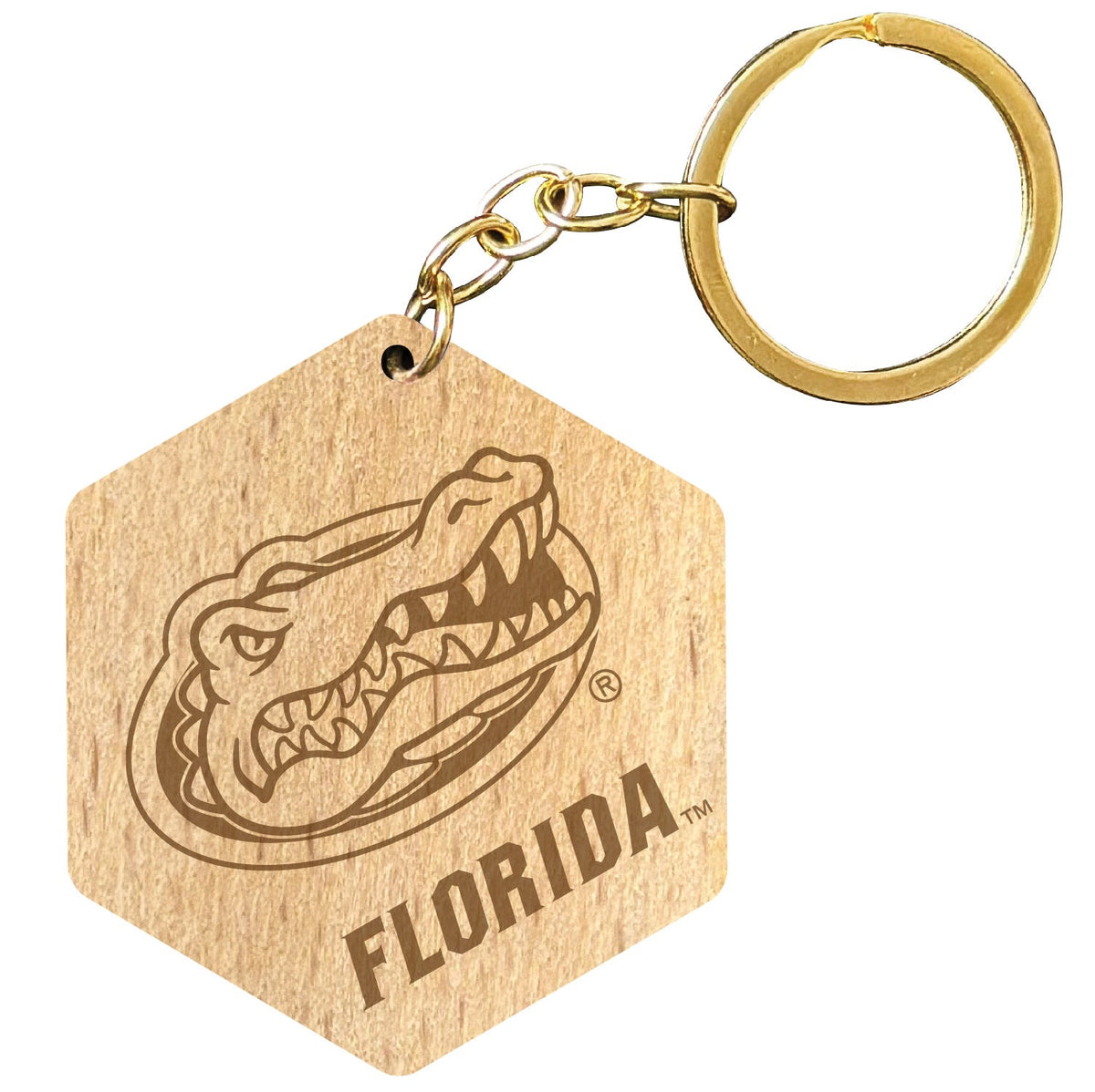 Florida Gators 2" Engraved Wooden Hexagon Keychain Officially Licensed Collegiate Product