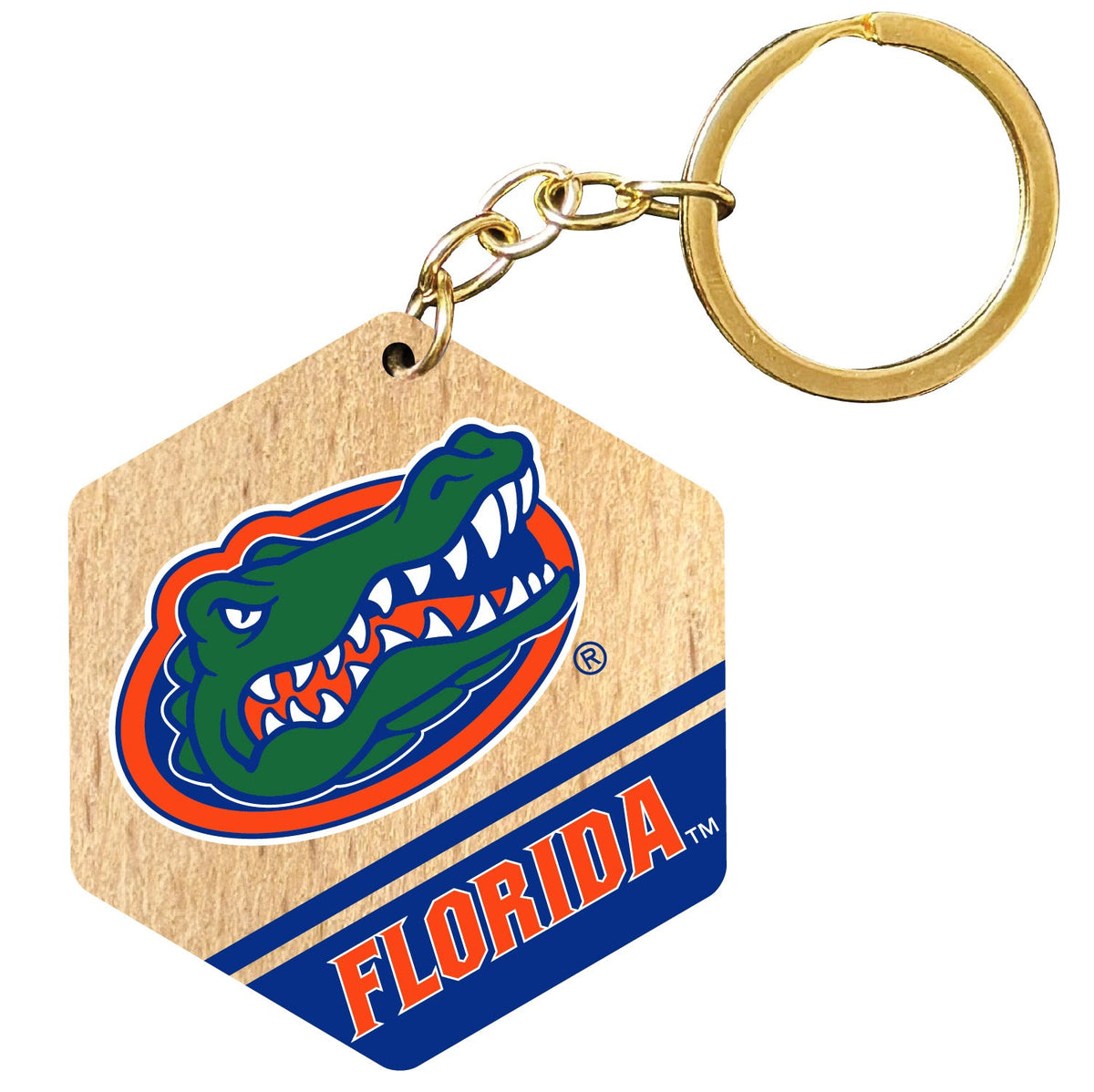 Florida Gators 2" Wooden Hexagon Keychain Officially Licensed Collegiate Product