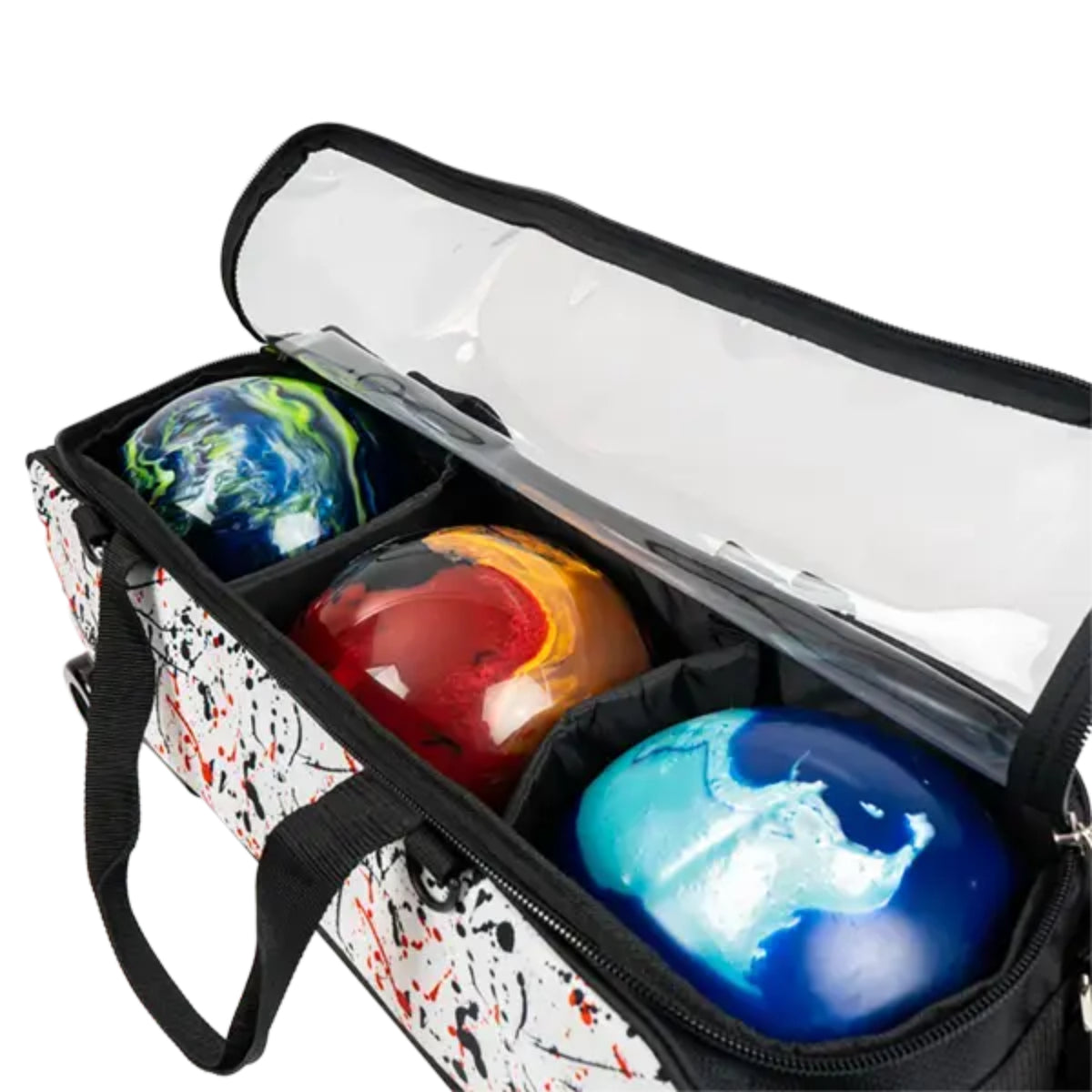 KR Dye Sub 3 Ball Slim Triple Roller Splash White Black Red Bowling Bag