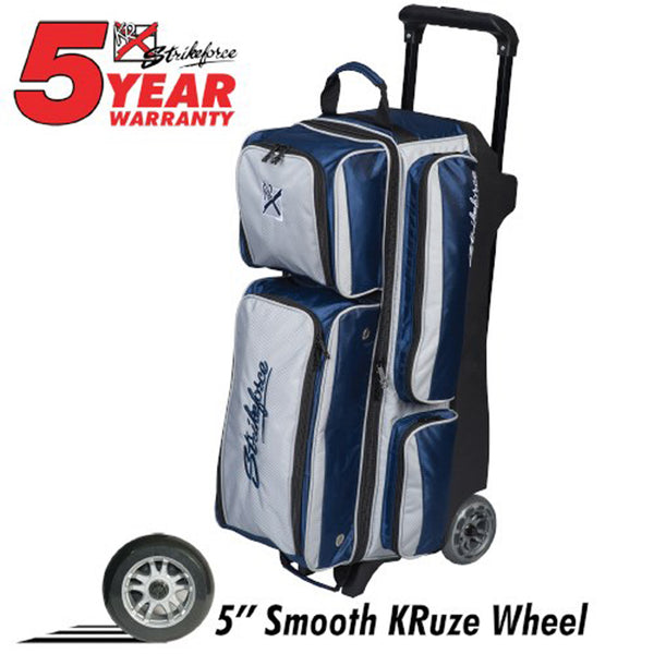 KR Strikeforce Konvoy 3 Ball Triple Roller Navy Silver Bowling Bag