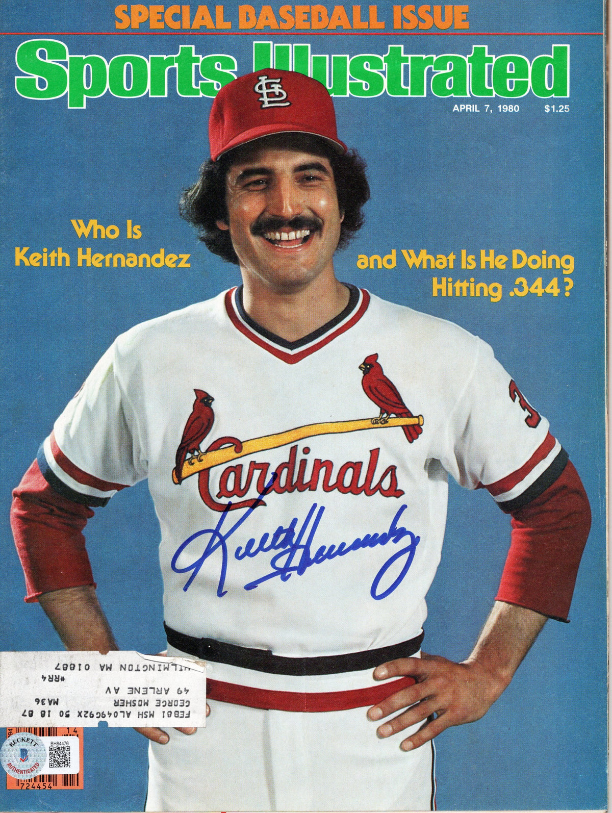 Keith Hernandez Autographed St. Louis Cardinals Sports Illustrated 4/7/80 Beckett Authenticated