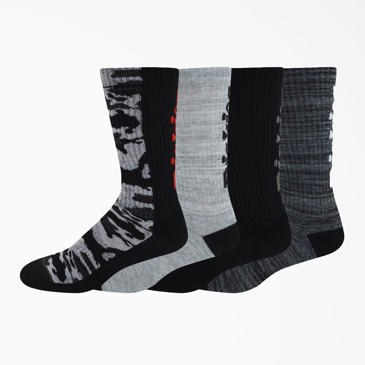 Dickies Logo Crew Socks -  Black Gray Marled