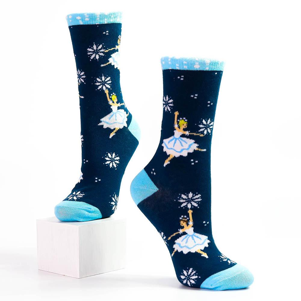 Snow Scene Dancer Nutcracker Lgt Wgt Sock