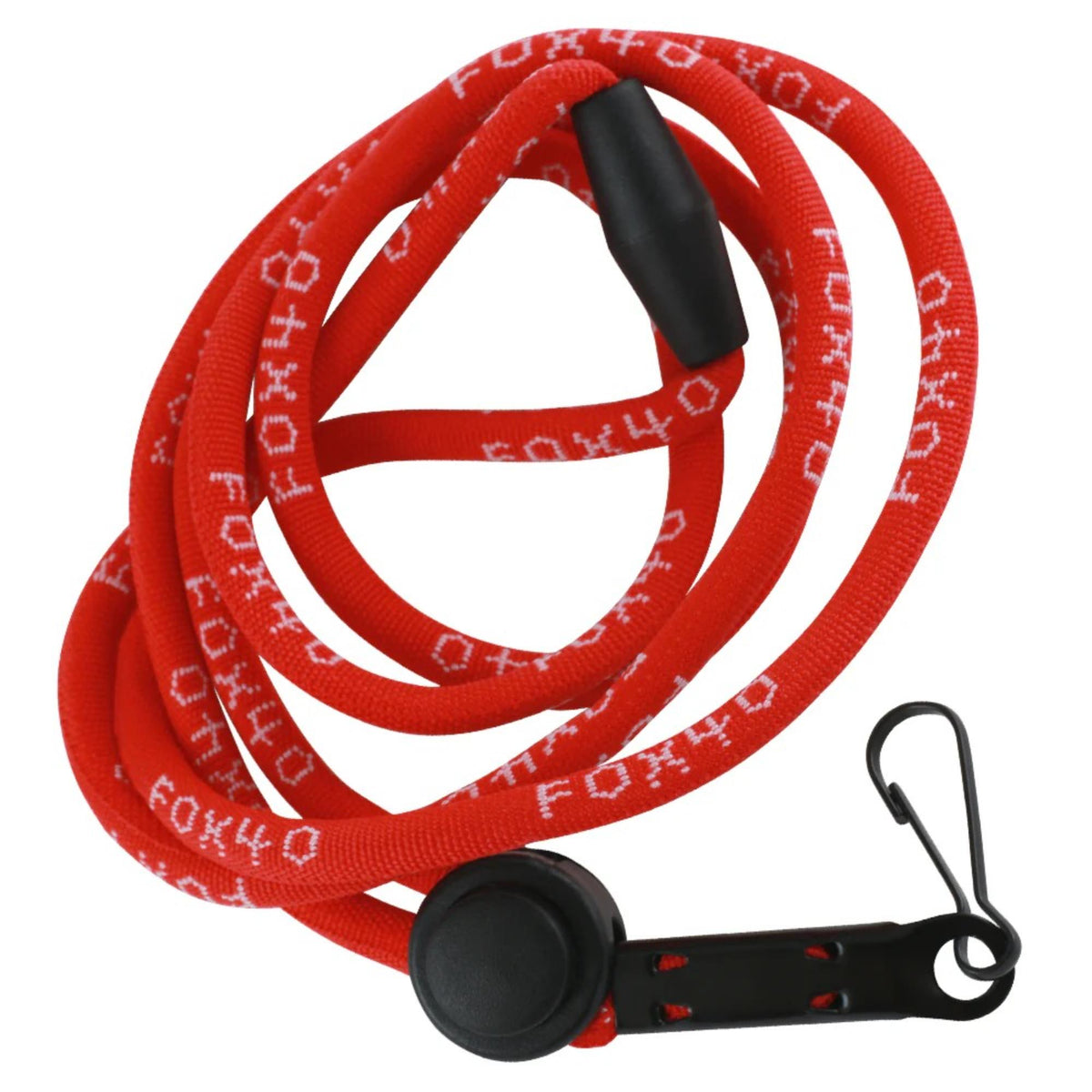 Breakaway lanyard with safety release and clip attachment for holding whistles, keys, or small gear.