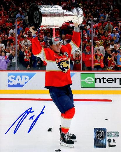 Anton Lundell Autographed Florida Panthers (2024 Stanley Cup Trophy) 8x10 Photo