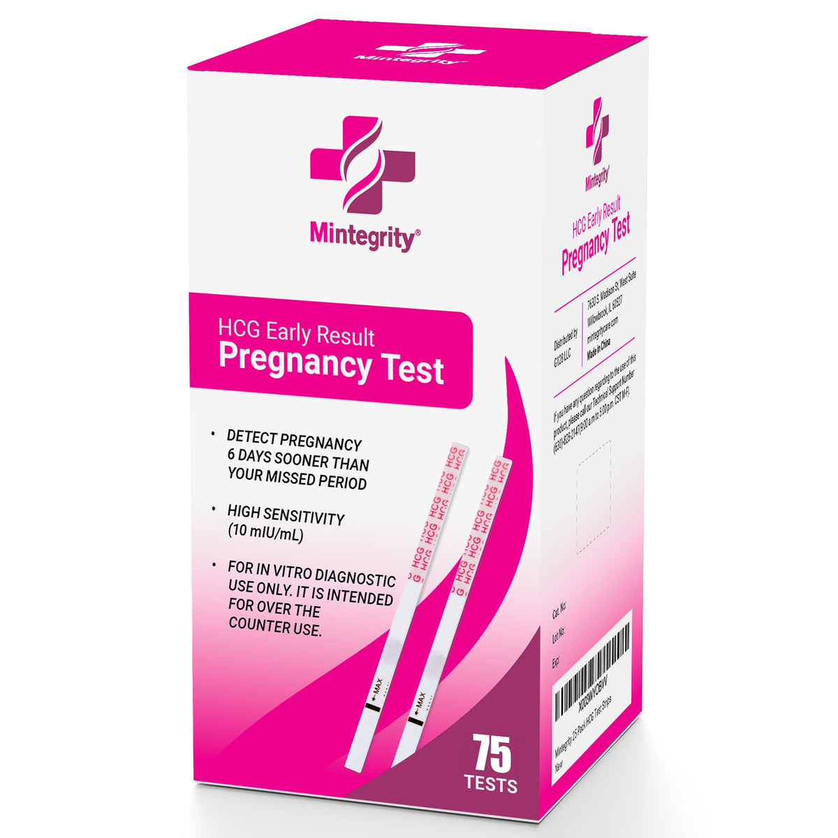Mintegrity - 75 Pack Pregnancy Test Strips Early Detection, 10 MIU/ML, Rapid and Accurate Results