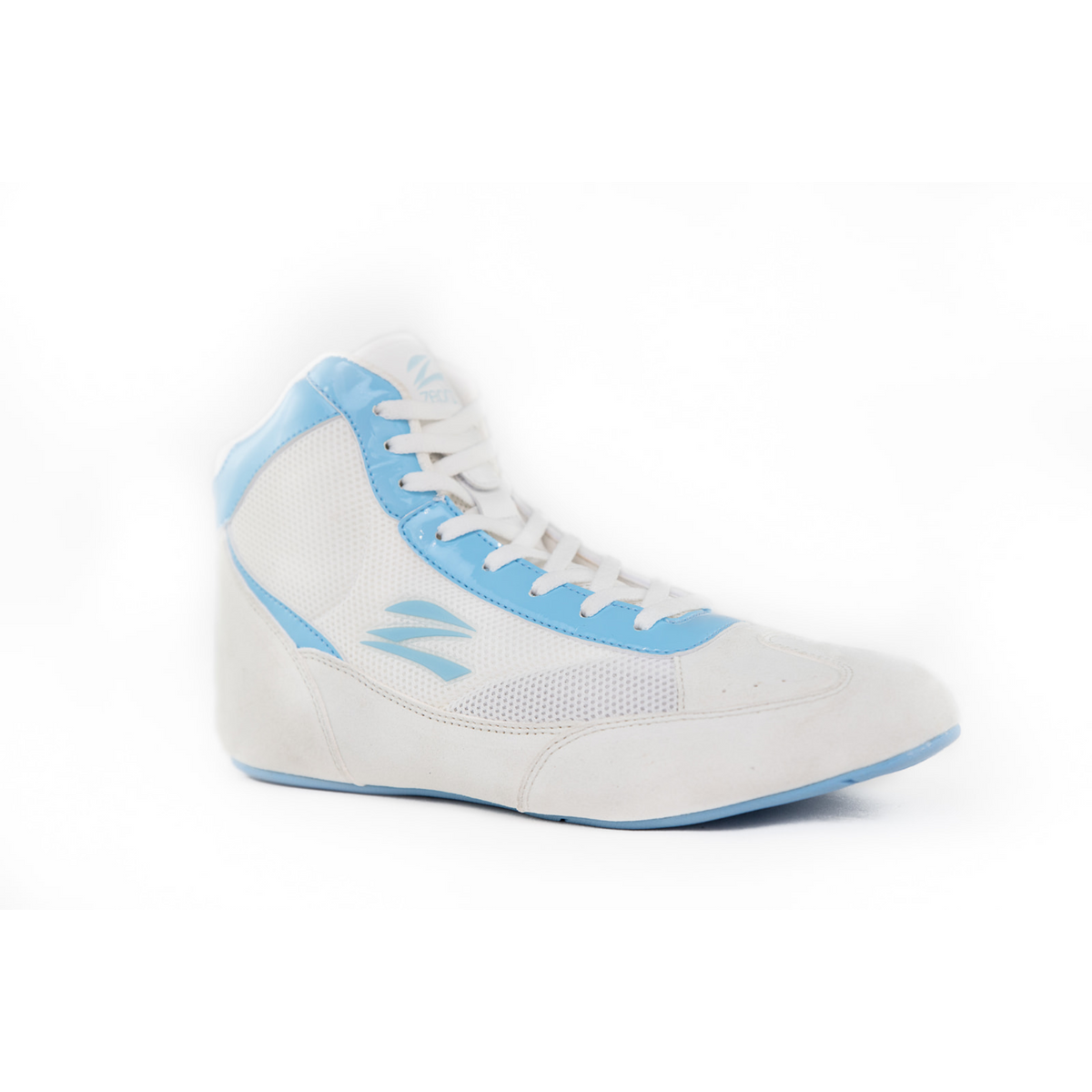 White and light blue sneaker on a white background