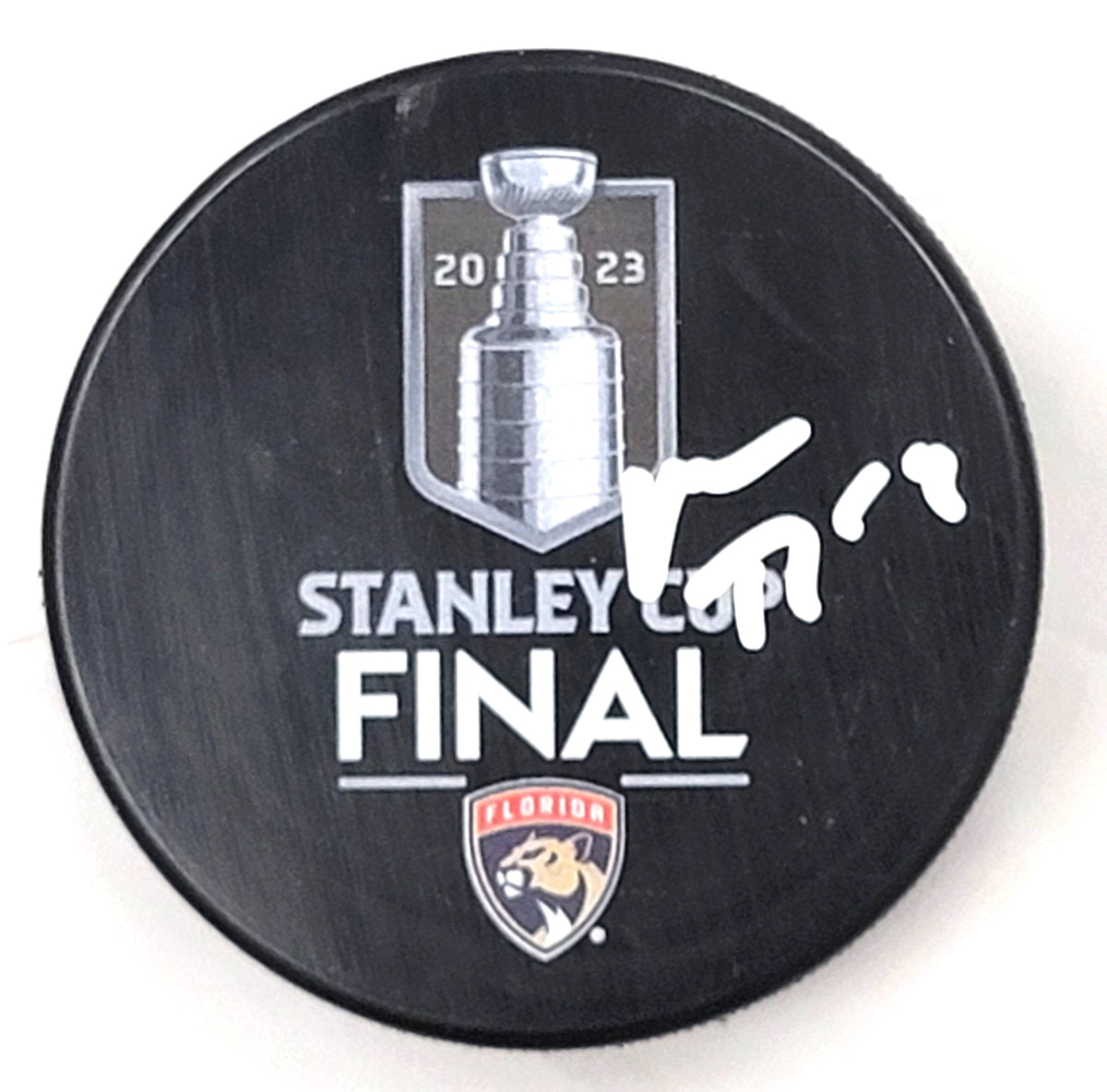 Matthew Tkachuk Autographed Panthers Stanley Cup Final Hockey Puck Beckett Witnessed