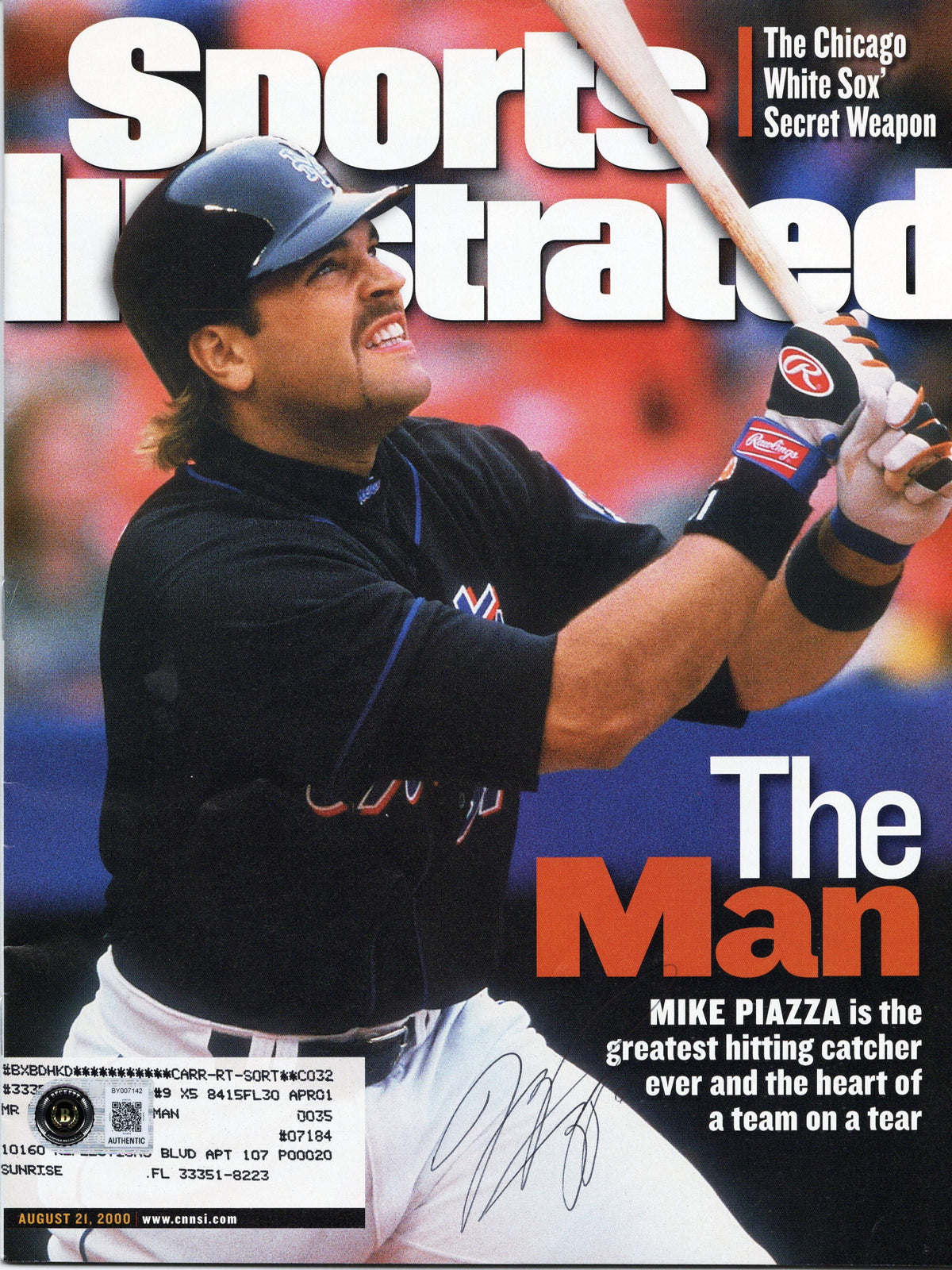 Mike Piazza Autographed New York Mets Sports Illustrated 8/21/2000 The Man Beckett
