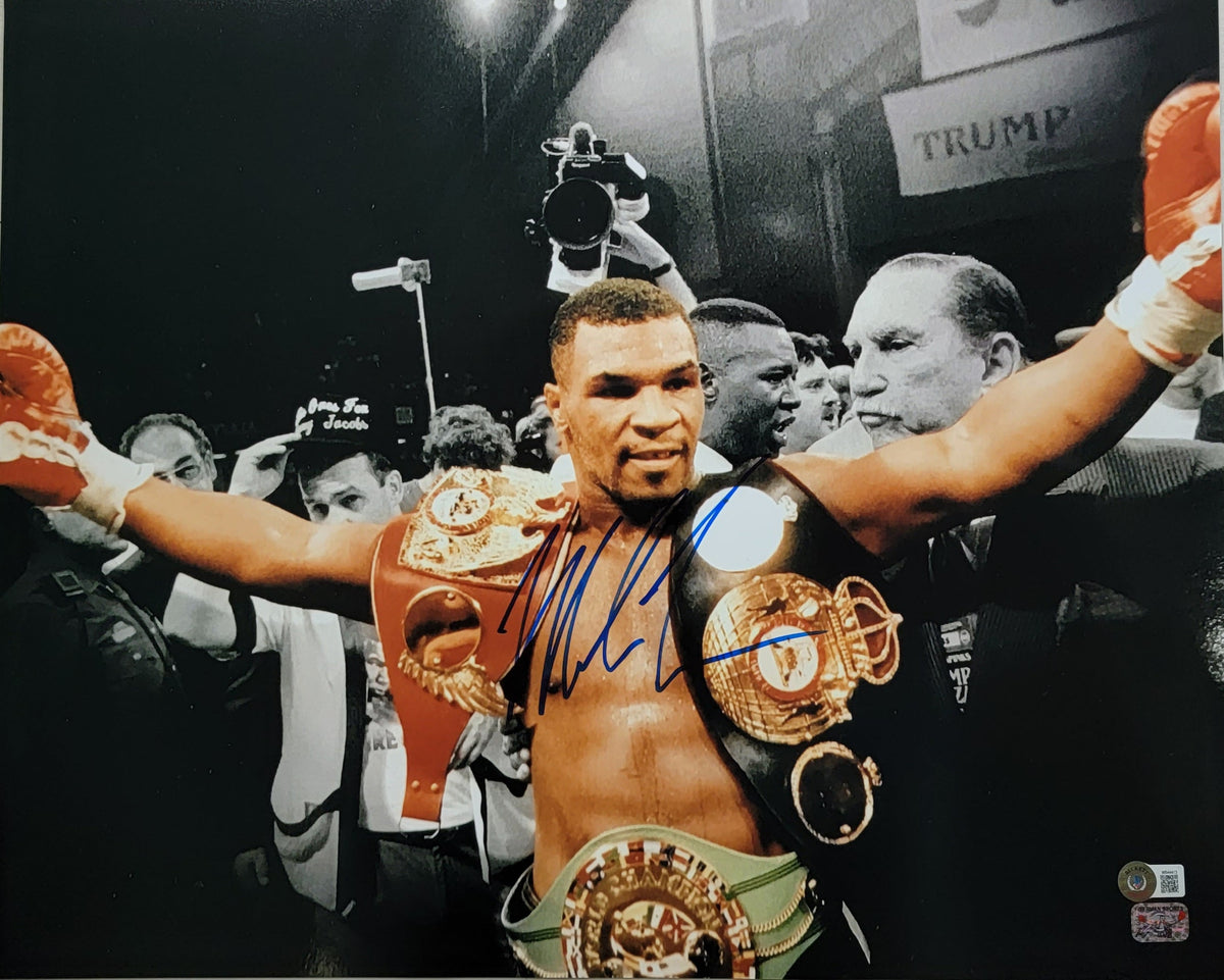Mike Tyson Autographed Boxing World Champion Spotlight 16x20 Photo Beckett Witnessed
