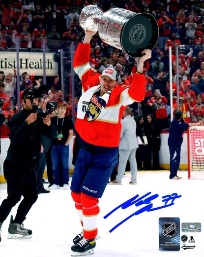 Niko Mikkola Autographed Florida Panthers (2024 Stanley Cup Trophy) 8x10 Photo