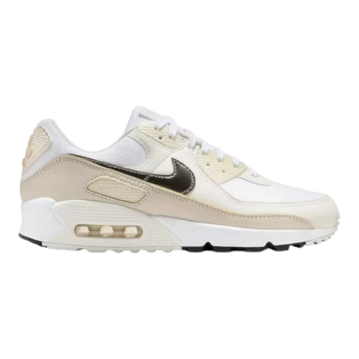 Nike Air Max 90 Women's Sneakers — White/Flat Pewter Leather Low-Top