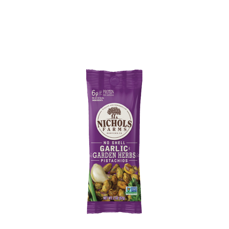 Nichols Farms Garlic & Garden Herb Pistachios, 2 oz (Case of 10)
