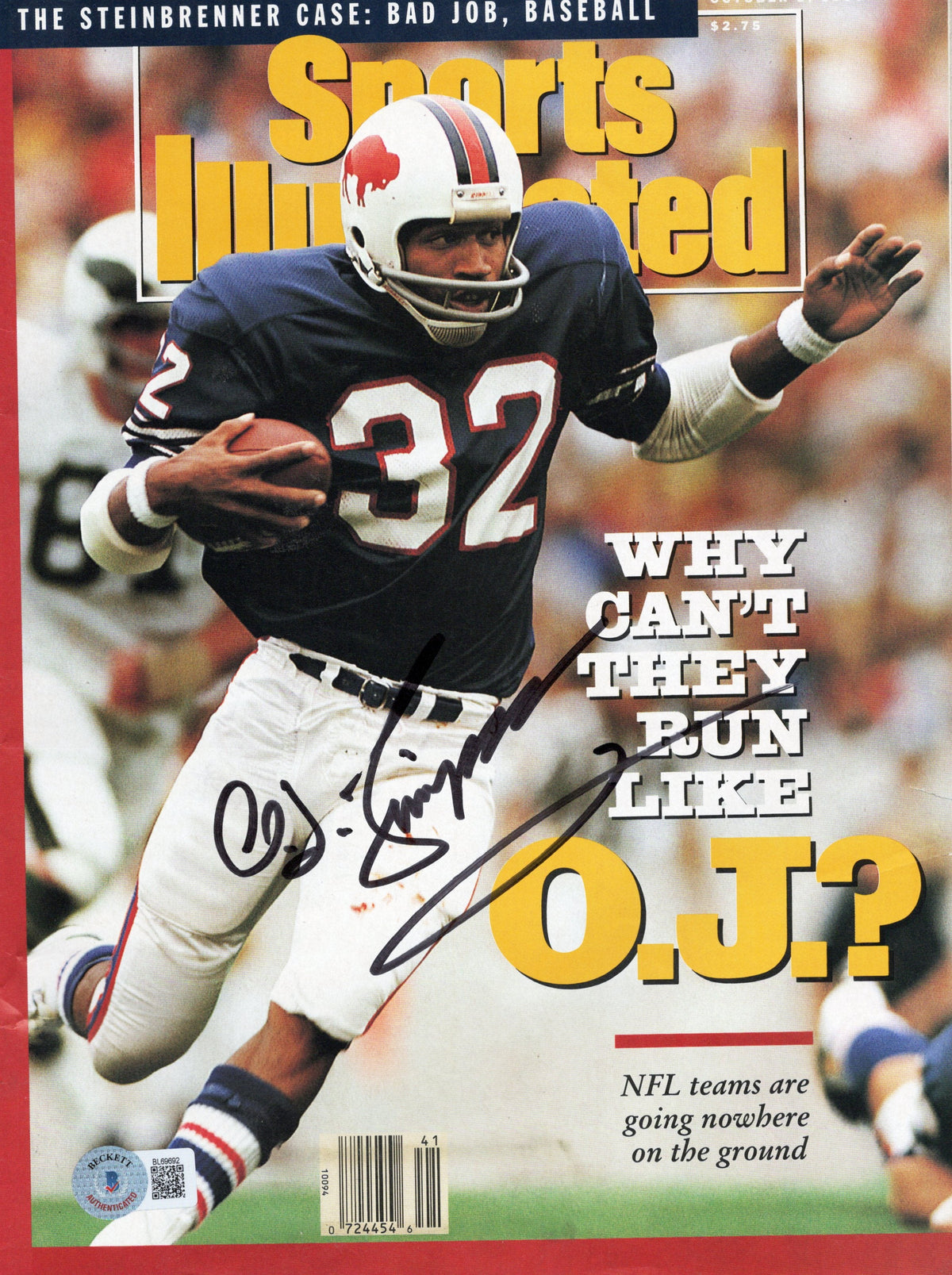 O.J. Simpson Autographed Buffalo Bills Sports Illustrated 10/8/90/Beckett Authenticated
