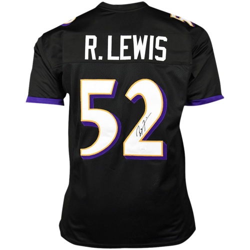 Ray Lewis Autographed Baltimore Ravens (Black #52) Custom Jersey - JSA