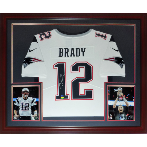 Tom Brady Autographed New England Patriots (White #12 Nike) Deluxe Framed Jersey - Fanatics