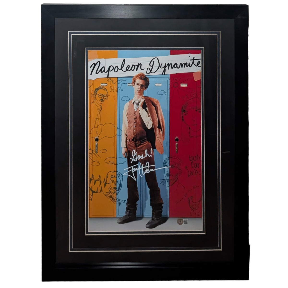 Jon Heder Autographed Napoleon Dynamite Deluxe Framed 11x17 Movie Poster w/ Inscription - Beckett