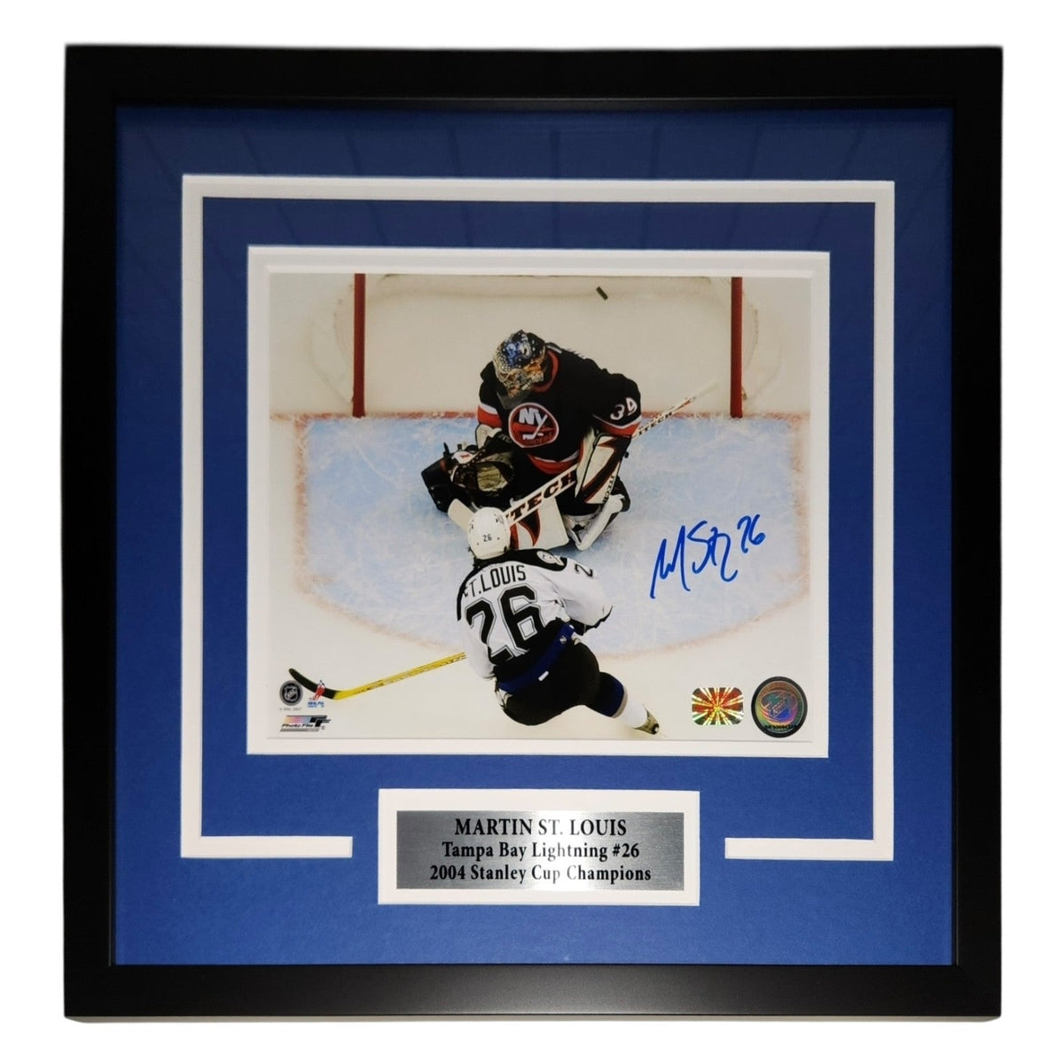 Martin St. Louis Autographed Tampa Bay Lightning (Aerial Goal) Deluxe Framed 8x10 Photo - JSA