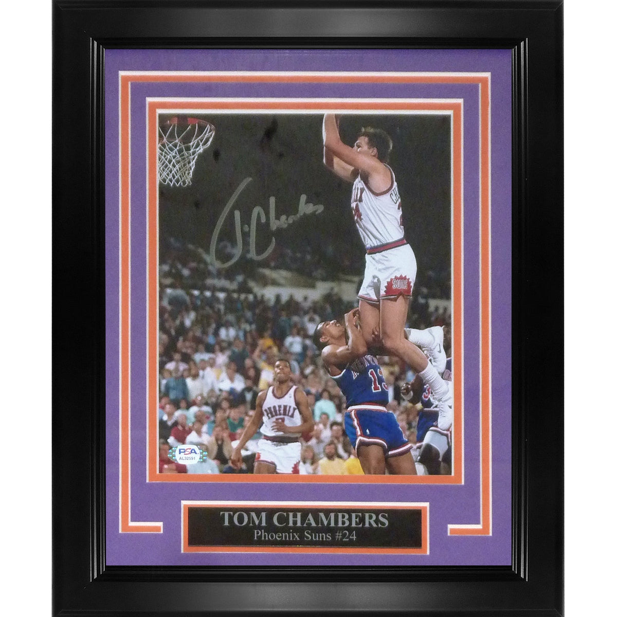 Tom Chambers Autographed Phoenix Suns Framed 8x10 Photo - PSA