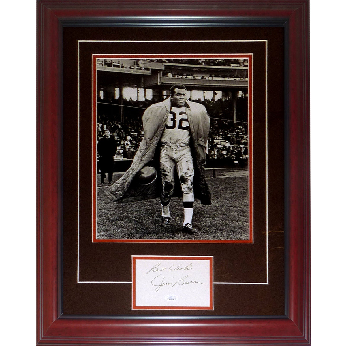 Jim Brown Autographed Cleveland Browns 11x14 Photo Deluxe Framed Piece - JSA