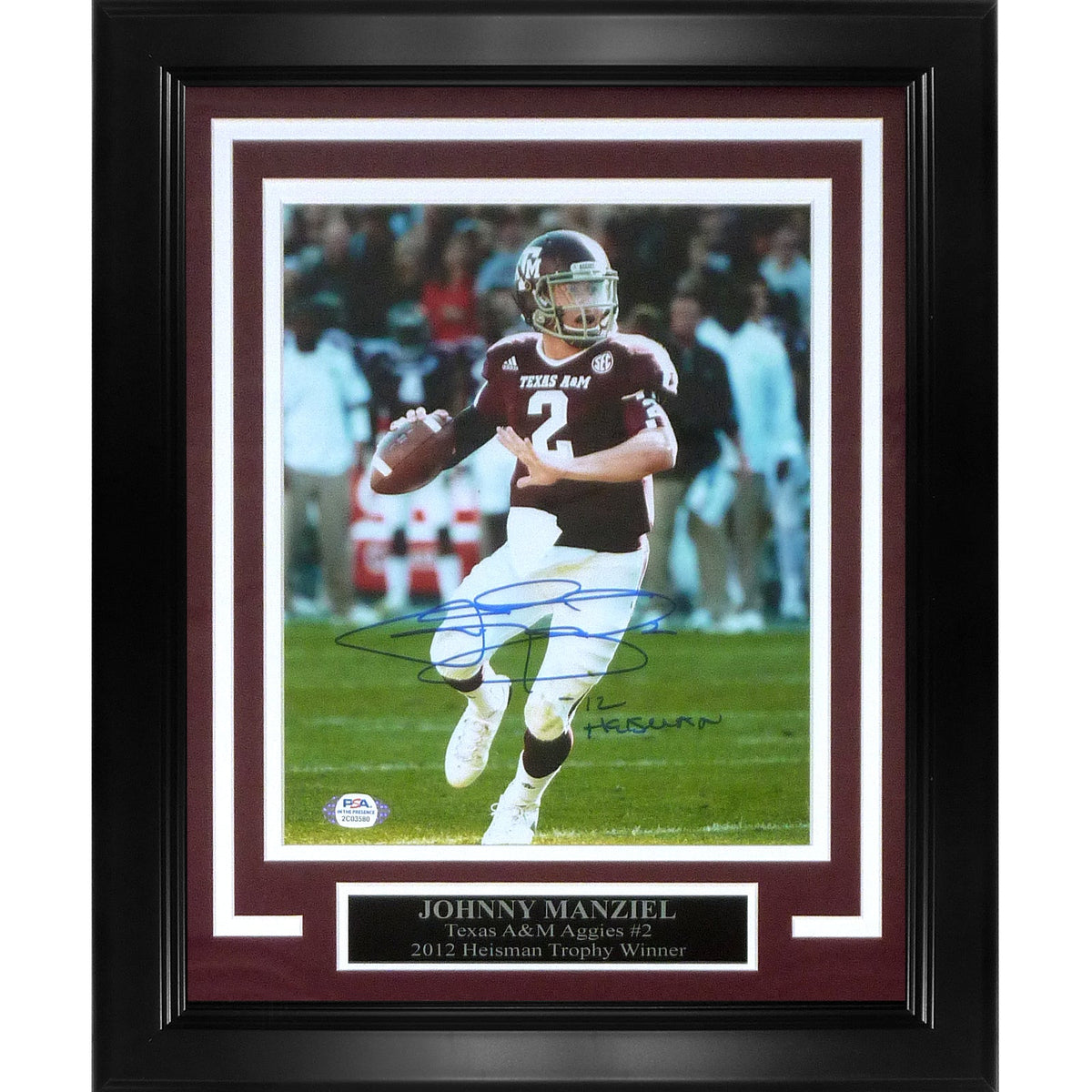 Johnny Manziel Autographed Texas A&M Aggies Deluxe Framed 8x10 Photo - PSA