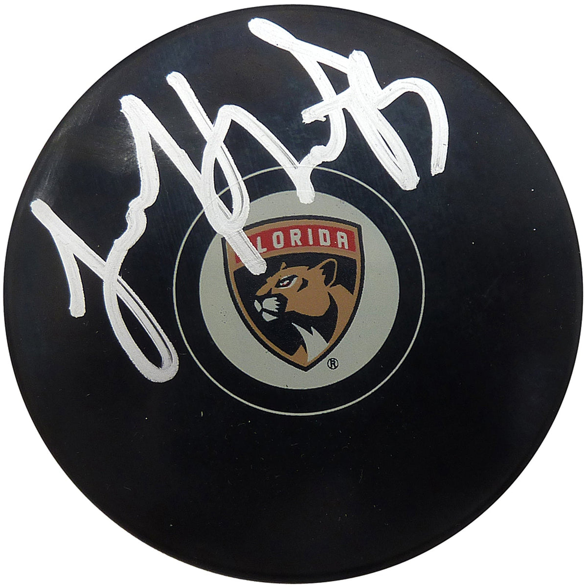 Sam Reinhart Autographed Florida Panthers Logo Replica Hockey Puck - JSA