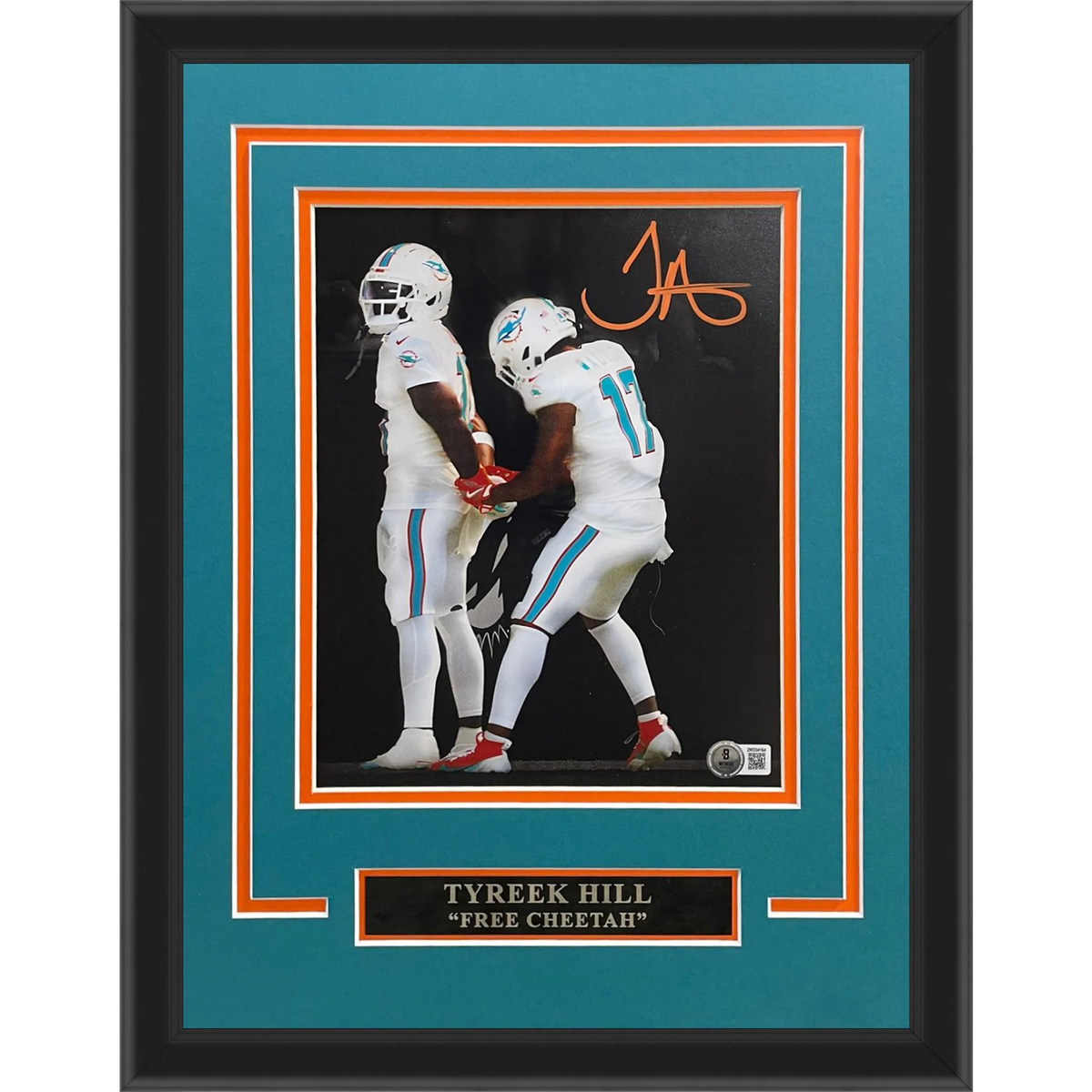 Tyreek Hill Autographed Miami Dolphins (Handcuffs Celebration Spotlight) Deluxe 8x10 Photo Beckett