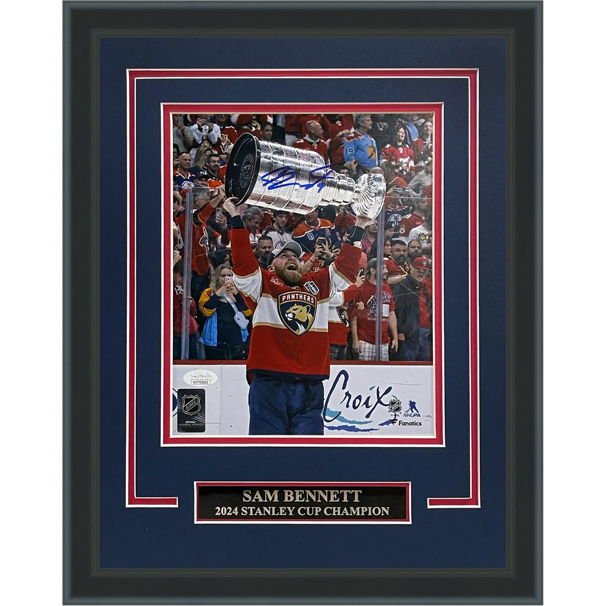 Sam Bennett Autographed Florida Panthers (Stanley Cup Trophy) Deluxe Framed 8x10 Photo - JSA