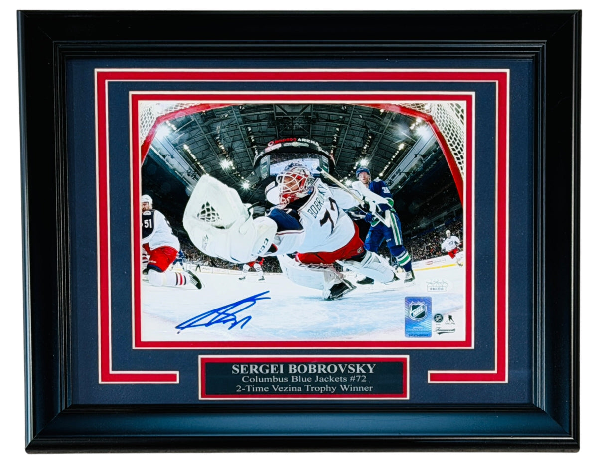 Sergei Bobrovsky Autographed Columbus Blue Jackets (Action) Deluxe Framed 8x10 Photo - JSA