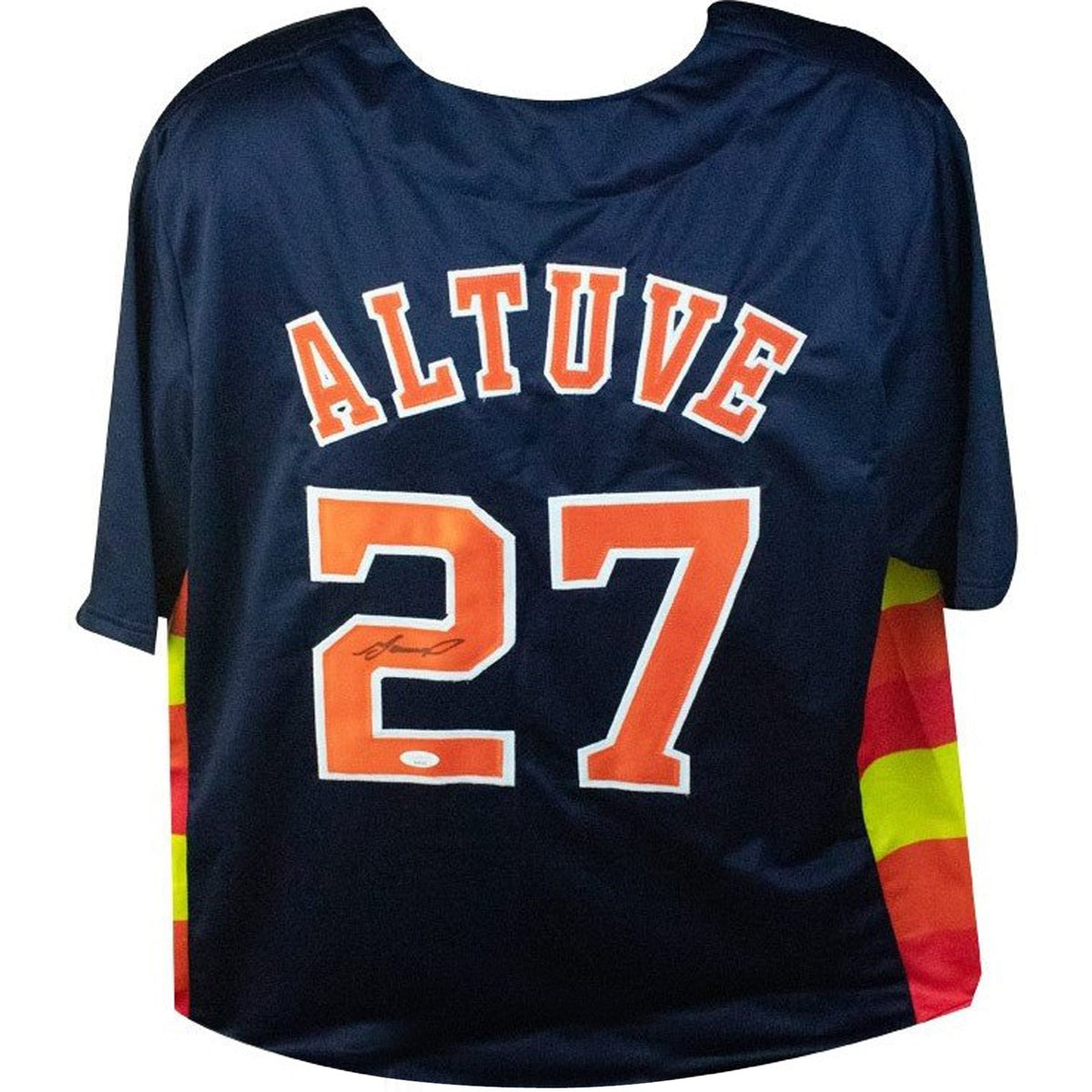 Jose Altuve Autographed Houston (Navy Blue #27) Custom Jersey - Beckett