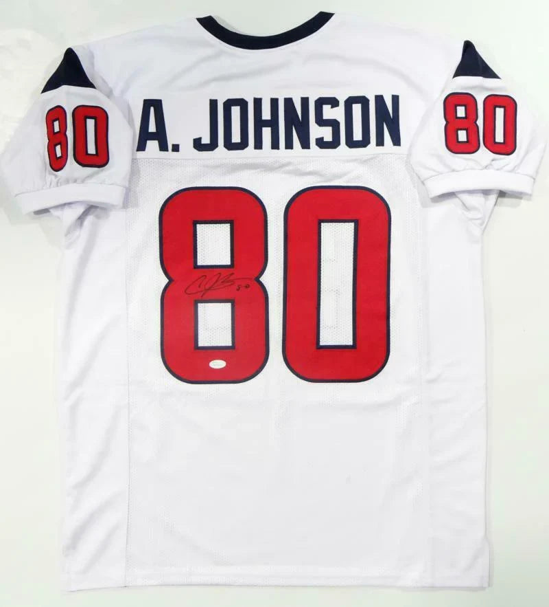 Andre Johnson Autographed Houston (White #80) Custom Jersey - JSA