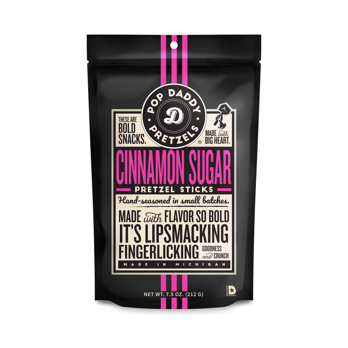 Pop Daddy Cinnamon Sugar Pretzel Sticks, 7.5 oz (Case of 12)
