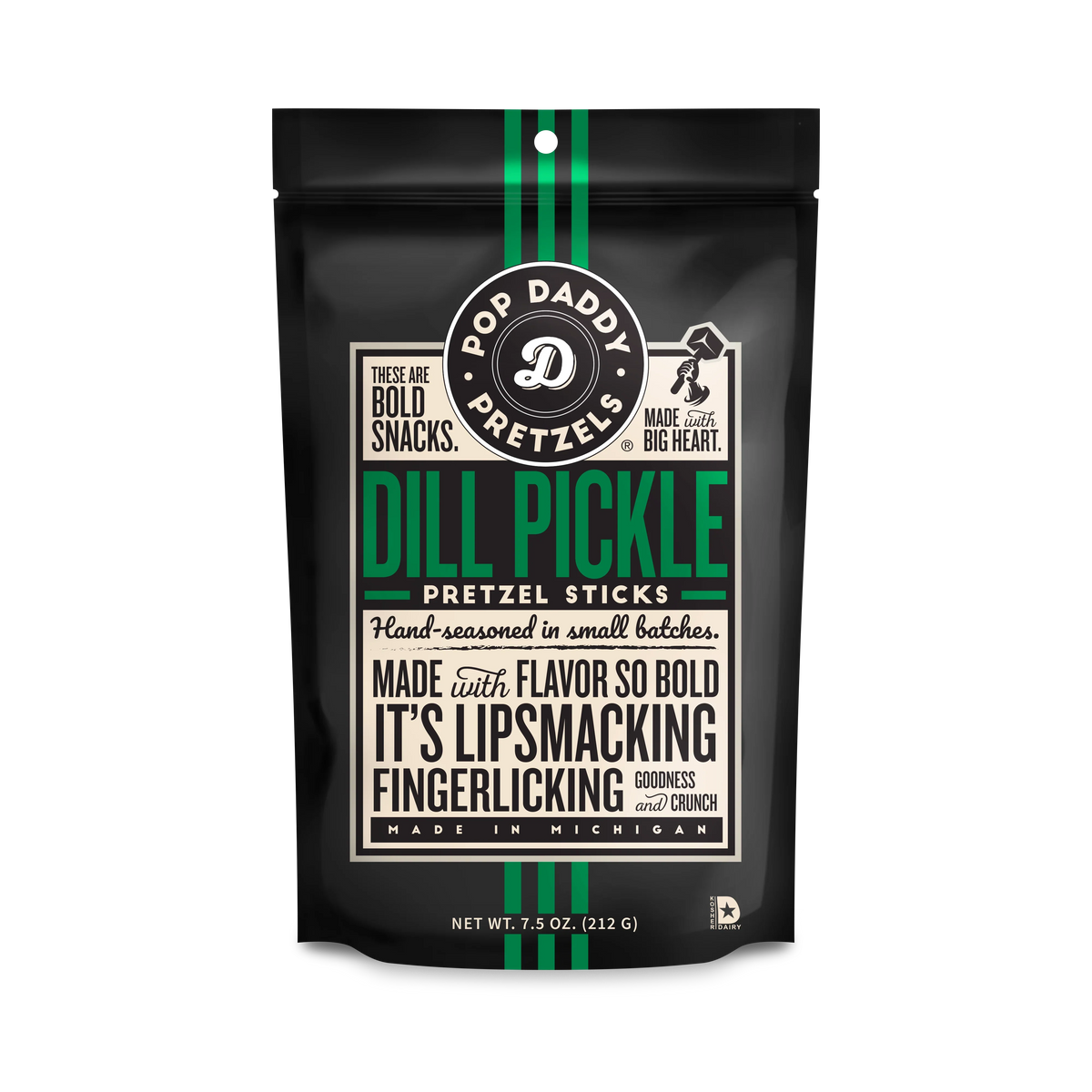 Pop Daddy Dill Pickle Pretzel Sticks, 7.5 oz (Case of 12)