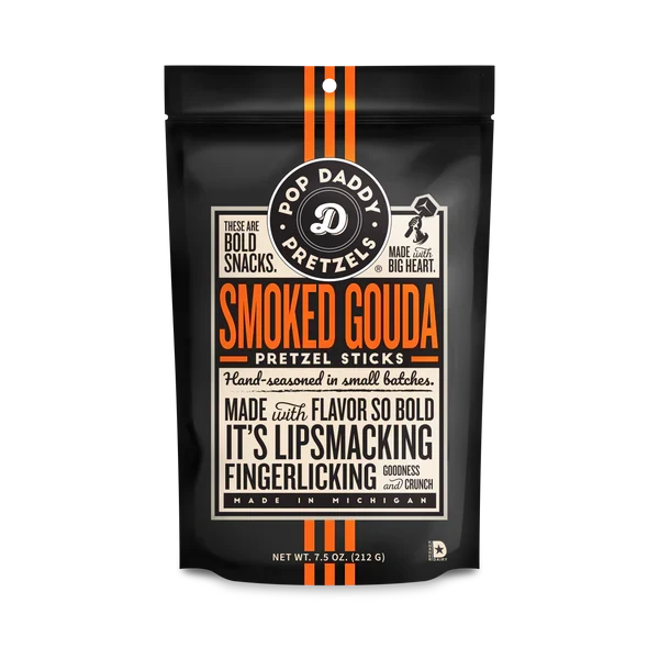 Pop Daddy Smoked Gouda Pretzel Sticks, 7.5 oz (Case of 12)